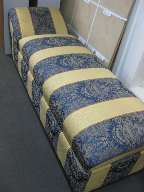 CHAIR, Chaise Regency Stripe - Blue & Gold 60cm x 1.9m Long